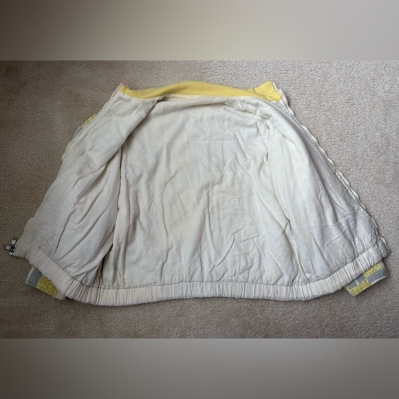 Vintage unbranded soft cozy terry knit bomber jacket with patchwork print, sz S - Picture 6 of 9